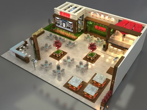 Small Plaza Design, Dhaba Design Ideas, Restaurant Floor Plan, Rooftop Restaurant Design, Restaurant Exterior Design, Shopping Mall Design, Restaurant Plan, Plaza Design, Restaurant Exterior