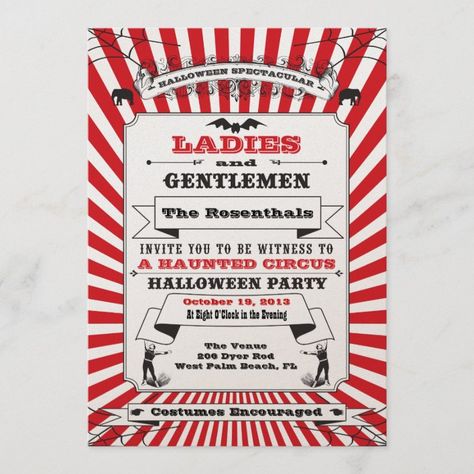 Steampunk Circus Halloween Party Invitation - halloween invitations wbg Circus Halloween Party, Playful Wedding Invitations, Scary Halloween Party Invitations, Haunted Circus, Steampunk Circus, Creepy Circus, Costume Party Invitations, Halloween Circus, Creepy Carnival