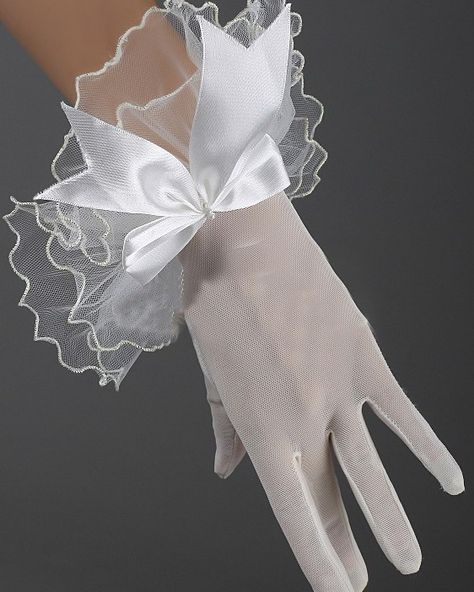 Organza Gloves, Net Gloves, Elegant Gloves, Short Gloves, Fashion Gloves, Vintage Gloves, Wedding Gloves, Bridal Gloves, Lace Bows