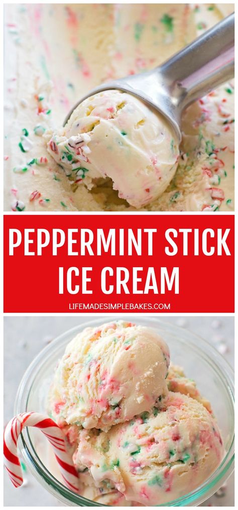 Peppermint Stick Ice Cream, Stick Ice Cream, Christmas Ice Cream, Peppermint Ice Cream, Crunch Recipe, Ice Cream Maker Recipes, Peppermint Sticks, Peppermint Christmas, Easy Ice Cream