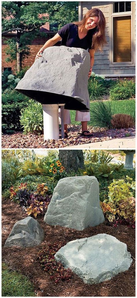 23+ Awesome DIY Outdoor Eyesore Hiding Ideas To Beautify Your Garden Yard Project, Yard Work, Landscape Ideas, Rock Garden, Outdoor Projects, Yard Landscaping, Garden And Yard, Front Yard Landscaping, Yard Decor