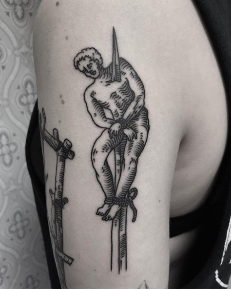 Woodcut Tattoo, Engraving Tattoo, Medieval Tattoo, Occult Tattoo, Metal Tattoo, Dark Art Tattoo, Thigh Tattoos Women, Black Ink Tattoos, Tattoo Design Drawings