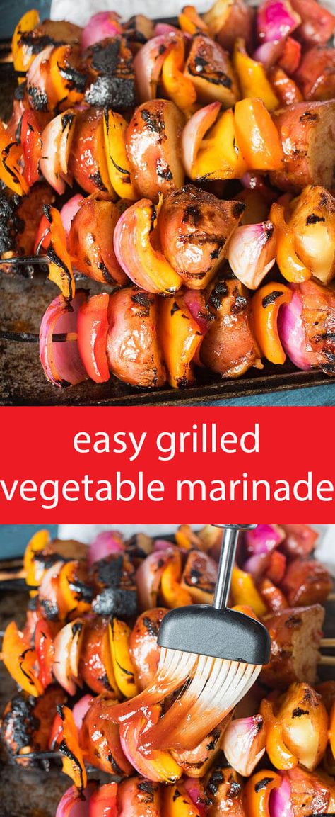 Veggie Kabob Marinade, Grilled Vegetable Marinade, Veggie Marinade, Grilled Vegetable Kabobs, Vegetable Marinade, Easy Stuffed Cabbage, Grilled Vegetable Recipes, Vegetable Kebabs, Veggie Kabobs