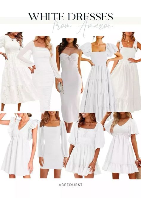 White dresses from Amazon, bridal dress, graduation dress, bridal shower dress, spring dress, spring outfit, graduation dress White Graduation Dress, White Summer Dresses, Dresses From Amazon, White Dresses Graduation, Shower Dress, Dress Graduation, 2024 Outfits, Amazon Dresses, Bridal Shower Dress