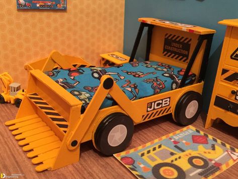 37+ Cool Car Bed Ideas For Your Children's Room | Engineering Discoveries Bedroom 4x4, Wooden Bedroom Set, Bed With Dresser, Tractor Bed, Construction Bedroom, Headboard With Shelves, Wooden Bedroom, Toddler Boys Room, Soft Mattress