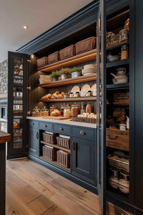 Beautiful custom luxury kitchen pantry. 카페 인테리어 디자인, Kitchen Pantry Design, Pantry Design, Kitchen Remodel Idea, Custom Kitchen, Kitchen Pantry, Luxury Kitchen, Küchen Design, Kitchen Style