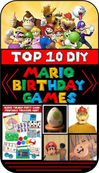 Top 10 DIY Mario Birthday Party Games to make your Mario theme bash a HIT! Mario Birthday Games, Mario Birthday Party Games, Nintendo Birthday Party, Mario Party Games, Super Mario Brothers Birthday, Mario Brothers Birthday Party, Mario Kart Party, Mario Bros Birthday Party Ideas, Nintendo Party