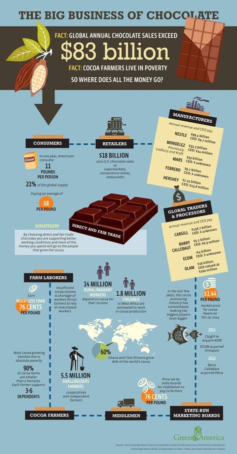 Fair Trade — Slave Free Chocolate History Of Chocolate, Fair Trade Chocolate, Big Chocolate, Halloween Chocolate, Basic Facts, Big Business, How To Make Chocolate, Infographic Design, Fair Trade