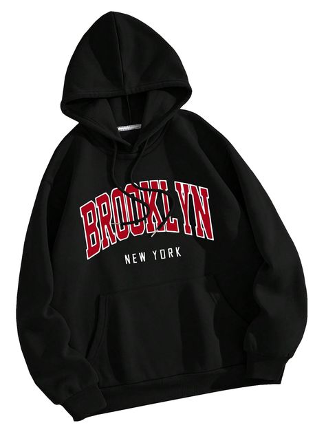 PRICES MAY VARY. Lace Up closure Thermal Hoodie, Pockets Fashion, Letter Print Hoodie, Sports Hoodies, Printed Drawstring, Brooklyn New York, Style Streetwear, Drawstring Hoodie, Hoodies For Sale