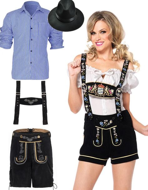 Couples Oktoberfest Girls and German Costume Shorts With Suspenders, Teletubbies Costume, Beer Maid, Clown Accessories, Egyptian Accessories, German Costume, Oktoberfest Halloween, Pirate Accessories, Military Accessories