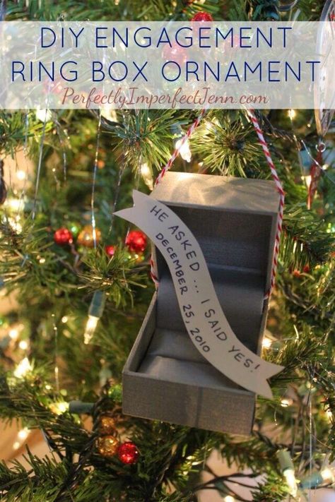 Make an ornament out of the box he proposed with! #ShopIDC Diy Engagement Ring, Engagement Ring Box, Crafty Craft, Perfectly Imperfect, Ring Box, Christmas Cheer, All Things Christmas, Winter Christmas, I Love It