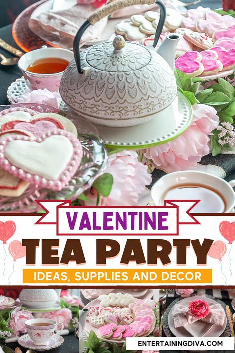 Valentine Tea Party Ideas, Valentines Tea Party, Tea Party Ideas, Pink Dinner Plates, Day Party Ideas, Valentine Tea, Valentines Party Decor, Easy Decor, Pretty Tea Cups