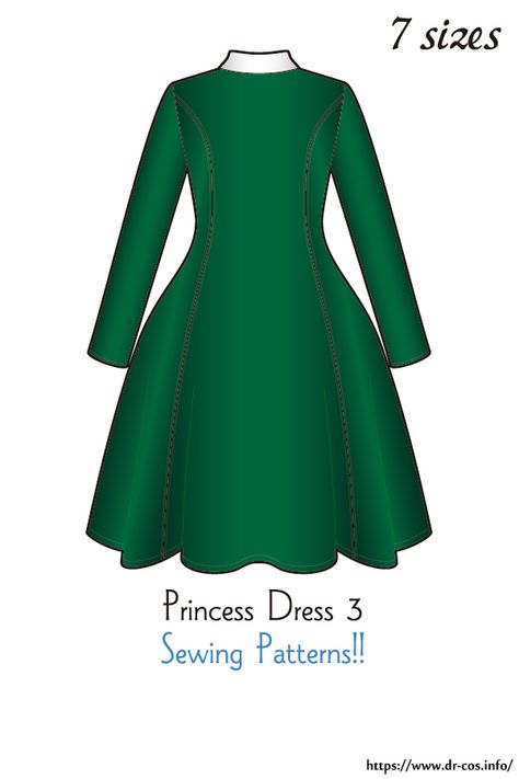 This is the pattern of Princess Dress 3. cm size(A4 size) Children's-140/Ladies'-S,M,L,LL/Men's-L,LL At present, only Japanese. Added the number of fabric meters required for each size Onepiece Dress, Princess Dress Patterns, Cosplay Props, Paper Pattern, Diy Pattern, Diy Dress, One Piece Dress, Sewing Patterns Free, Free Sewing