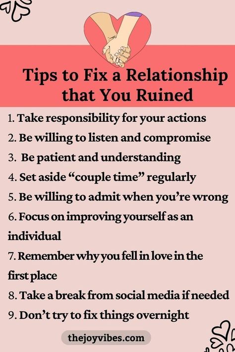 tips to fix a relationship that you ruined Fix A Relationship, Fixing Relationships, Communication Relationship, Relationship Lessons, Relationship Therapy, Best Marriage Advice, Relationship Advice Quotes, Relationship Psychology, Healthy Relationship Tips