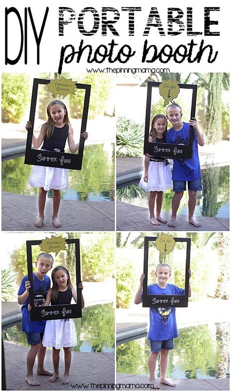 DIY Portable photo booth is perfect for end of school parties and hang outs this summer! Diy Fotokabine, End Of Summer Party, Diy Photo Booth Backdrop, Portable Photo Booth, End Of School Party, End Of Year Party, Anniversaire Diy, Booth Backdrops, Family Reunion Ideas