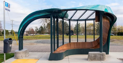 This is Metro Vancouver's fanciest transit bus shelter (PHOTOS) Bus Stops Design, Modern Bus Stop Design, Busstop Ideas, Bus Stop Ideas, Bus Station Design, Public Art Sculpture, Bus Stop Design, Bike Shelter, Bus Shelters