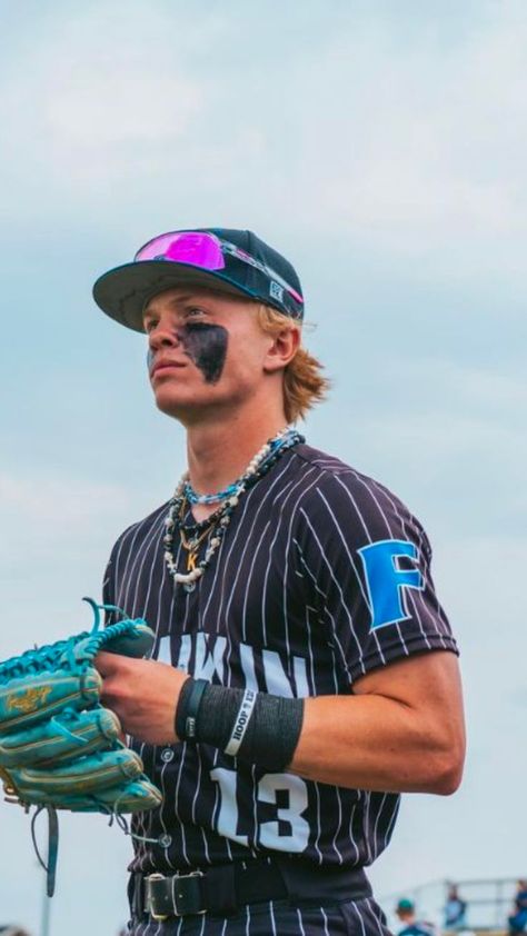 Baseball Guys Aesthetic, Drippy Baseball Wallpapers, Max Clark Baseball Wallpaper, Max Clark Baseball, Cool Baseball Pictures, Cute Baseball Guys High School, Baseball Drip Ideas, Baseball Eye Black Designs, School Sports Aesthetic