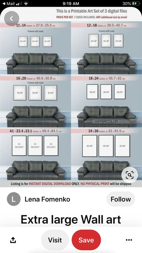 What Size Picture Above Couch, Picture Placement Above Couch, Wall Art Size Guide Above Couch, Above Couch Photo Display, Wall Art Size Guide Living Room, Family Pictures Above Couch, Picture Frames Above Couch, Frame Sizes Guide Wall Art, Living Room Wall Ideas Above Couch