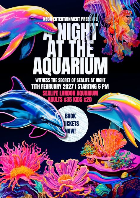 Night aquarium poster template | premium image by rawpixel.com / Pitcha Benrohman Background Aquarium, Aquarium Ticket Design, Aquarium Illustration, Aquarium Poster Design, Aquarium Poster, 3d Aquarium Background, Cartoon Flowers, Marine Aquarium, Aquarium Design