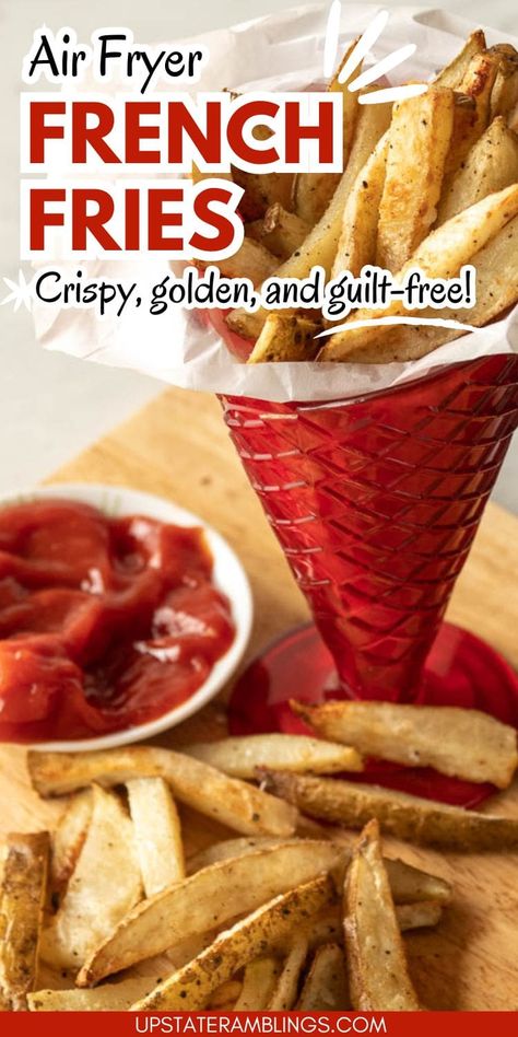 Crispy French fries are now just a few minutes away with this easy air fryer recipe! Discover how to get perfectly golden fries without all the extra oil. Ideal for a quick snack or a fun side dish. Check out the full recipe and tips on my blog! Homemade Fries In Air Fryer, Air Fryer French Fries Homemade, Fries In Air Fryer, Fried Fries, Air Fry French Fries, Air Fryer Fries, Garlic Parmesan Fries, Air Fryer French Fries, Breakfast Sides Dishes