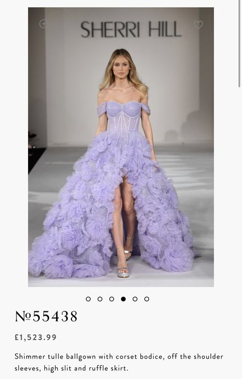 Sheri Hill Spring 2023, Lilac Long Dress, Sheri Hill, Tulle Ballgown, Debut Ideas, Tulle Balls, Tulle Material, Plastic Dress, Beautiful Beadwork