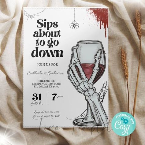 Editable Cocktails and Costumes Halloween Invitation, Skeleton Wine Halloween Invite, Adult Halloween Party Invite, October Party invite Halloween fonts #halloweenfonts fonts #fonts font #font 3.321 Halloween Party Adults, Halloween Party Names, Costumes And Cocktails, Halloween Fonts Alphabet, Canva Halloween, Adult Halloween Party Invitations, Wine Halloween, Free Halloween Svg, Halloween Chalkboard