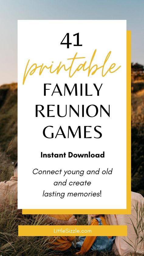 Fun-filled Family Reunion Games: Engage, Laugh, and Connect with Loved Ones! These interactive icebreaker games will bring your family closer, creating moments of joy and interaction. Discover the perfect games for young and old at LittleSizzle, catering to diverse personalities and preferences. Let the fun begin! #FamilyFun #PrintableGames #Togetherness #FamilyReunionIdeas #familyReunionActivities #FindTheGuest #FamilyIcebreakers Family Reunion Games For Adults, Family Reunion Games Indoor, Family Reunion Games For All Ages, Reunion Games For All Ages, Family Reunion Games Outdoor, Family History Games, Family Reunion Ideas Decorations, Family Reunion Ideas Games, Games For Family Reunion