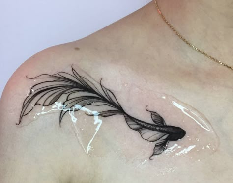 Fish Tattoo Collarbone, Fish Tattoo Cover Up, Cover Up Tattoos Collar Bone, Fish Collarbone Tattoo, Koi Fish Collar Bone Tattoo, Betta Fish Tattoo Design, Collarbone Cover Up Tattoo, Collar Bone Cover Up Tattoo, Tattoo Ideas Tumblr