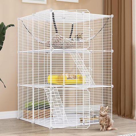 Amazon.com: YITAHOME Cat Cage Indoor Cat Enclosures DIY Cat Playpen Metal Kennel with Extra Large Hammock for 1-2 Cats, Ferret, Chinchilla, Rabbit, Small Animals White Large Hammock, Cat Cages Indoor, Chinchilla Rabbit, Cat Playpen, Cat Enclosures, Cat Cage, Cat Cages, 2 Cats, Cat Enclosure