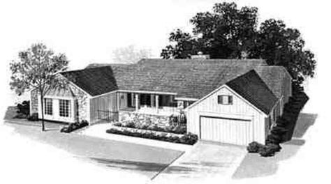 Plan #72-208 - Houseplans.com L Shaped Ranch Exterior, L Shaped Ranch House Plans, Ranch Style House, Ranch House Plan, Ranch Style House Plans, Country House Plan, Traditional House Plans, One Story Homes, Bonus Rooms