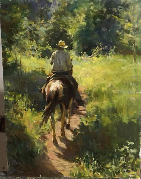 Painting Competition, Impressionism Art, Original Landscape Painting, Portraits From Photos, Landscape Artist, Colorful Landscape, Western Art, Horse Painting, Horse Art