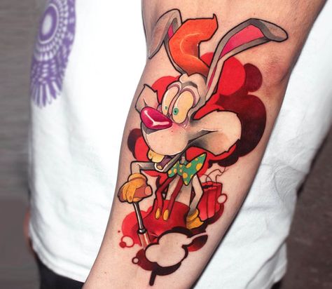 Roger Rabbit tattoo by Uncl Paul Knows | Photo 29456 Roger Rabbit Tattoo, Bugs Bunny Tattoo, Bunny Tattoo Ideas, Baby Bugs Bunny, Thigh Tattoo Ideas, Bunny Tattoo, Rabbit Tattoo, Cartoon Tattoo, Bunny Tattoos