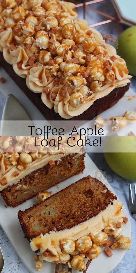 Toffee Buttercream, Jane Patisserie, Sponge Toffee, Apple Loaf Cake, Caramel Apple Crumble, Apple Loaf, Apple Crumble Cake, Toffee Popcorn, Janes Patisserie