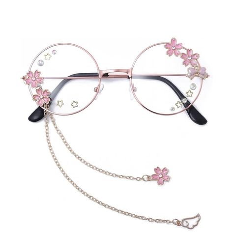 About This Item High-Quality Material: Kawaii Round Glasses Made By Polycarbonate Lens And High-Quality Metal, In Order To Ensure Durability And Avoid Breakage While Engaging In A Recreational Activity. Adjustable Nose Grips For Comfort Fit.Fitting For Large To Small Heads. Chic Design: Sakura Circle Glasses-Circle Glasses Are Decorated With Pink Cherry Blossoms And Stars, Very Kawaii.Coupled With Kawaii Glasses Chain, Length About 6.5 In/16.5cm. Suitable As Cosplay Accessories. Suitable: These Kawaii Glasses, Cute Sakura, Handmade Eyewear, Cute Sunglasses, Cute Glasses, Fashion Eye Glasses, Kawaii Accessories, Stylish Glasses, Glasses Chain