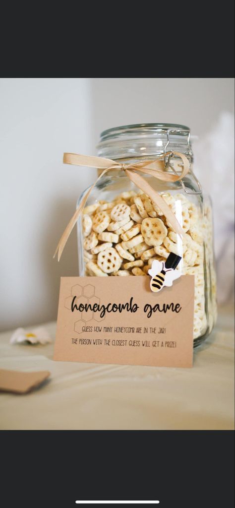 Guess The Honeycombs, Honey On The Way, How Many Honeycombs In The Jar, Guess How Many Honeycombs, Honeycomb Baby Shower Ideas, A Little Honey Baby Shower Ideas, She Found Her Honey Bridal Shower Ideas, Bridal Shower Honey Theme, A Little Honey Is On The Way Baby Shower Theme