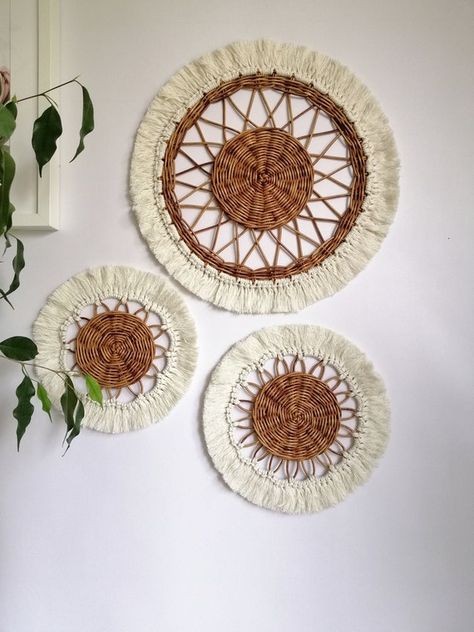 Wall Baskets for Living Room Decor Above the Bed Wicker Wall | Etsy Decor Above The Bed, Diy Basket Weaving, Bali Decor, Sale Ends Today, Boho Decoration, Hygge Style, Boho Crafts Diy, Doll House Furniture, Wall Hanging Basket