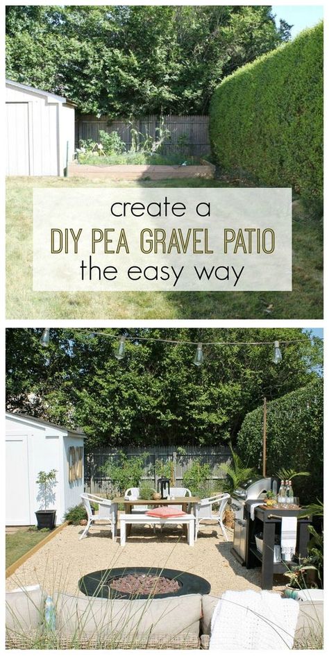 Diy Pea Gravel Patio, Gravel Patio Diy, Pea Gravel Patio, Gravel Patio, Patio Pergola, Cheap Patio, Pea Gravel, Budget Patio, Patio Diy