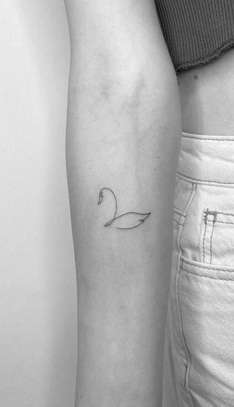 Minimal Swan Tattoo, Minimalist Swan Tattoo, Swan Line Tattoo, Swan Fine Line Tattoo, Tiny Swan Tattoo, Swan Outline Tattoo, Swan Tattoo Aesthetic, Swan Couple Tattoo, Dainty Swan Tattoo