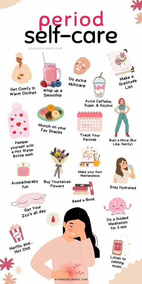 Your period deserves some extra TLC! 🌸 Discover self-care tips that help ease discomfort and promote relaxation during your cycle. From cozying up with a warm drink, practicing gentle yoga, to indulging in a skincare routine, these small rituals can make a big difference in how you feel. Prioritize yourself and give your body the care it deserves. 🧘‍♀️✨ #PeriodSelfCare #CycleSupport #MenstrualHealth #SelfCareRoutine #PeriodComfort #WellnessTips #PMSRelief #SelfLove #WomenWellness #HealthyHabits Period Self Care, Period Stuff, Healthy Period, Period Tips, Studera Motivation, Period Care, Period Hacks, Practicing Self Love, Basic Skin Care