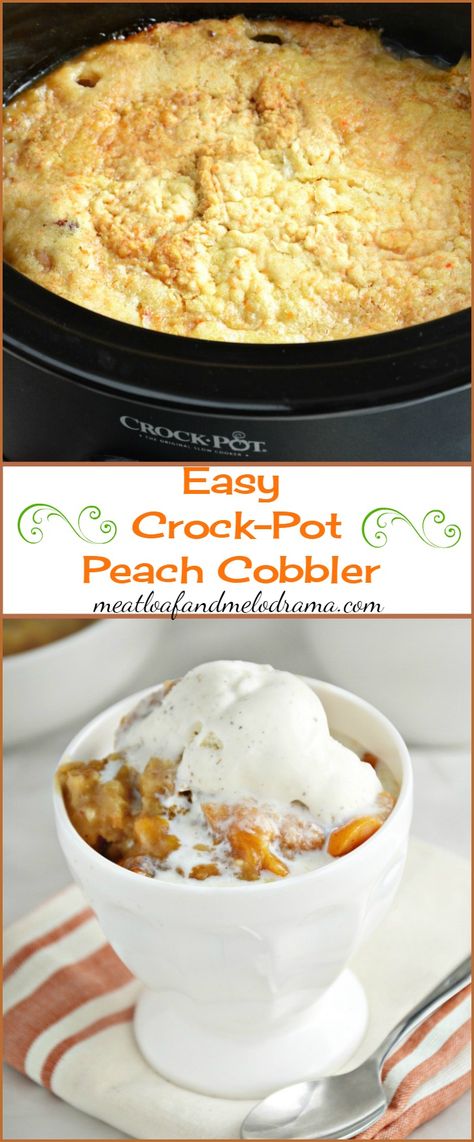 Peach Desserts Easy, Crockpot Peach Cobbler, Cobbler Easy, Crockpot Dessert Recipes, Coconut Dessert, Apple Recipes Easy, Peach Cobbler Easy, Easy Dessert Recipe, Crock Pot Desserts