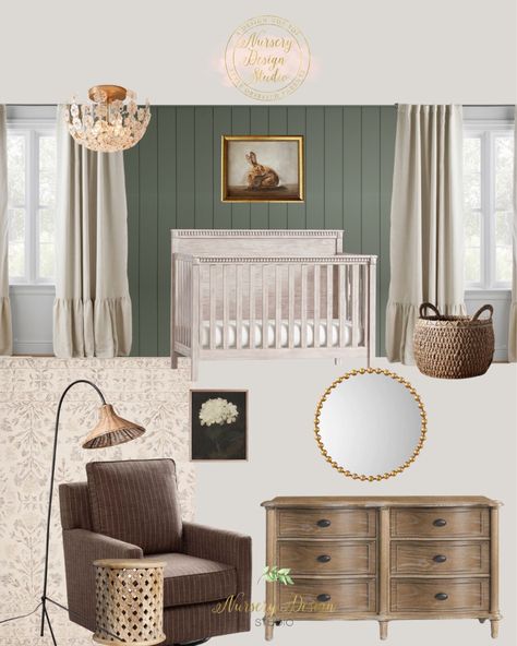 Nursery Paint Color, Vintage Woodland Nursery, Blue Boy Nursery, Nursery Paint, Nursery Paint Colors, Vintage Woodland, Nursery Trends, Trending Paint Colors, Nursery Lighting