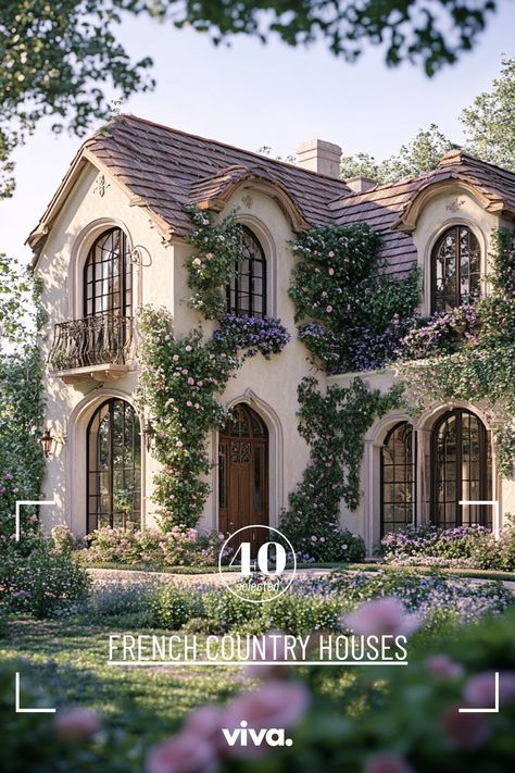 ♥ Are you dreaming of a charming French Country House? Explore the beauty of this modern French Country exterior with its cozy French Farmhouse decor and elegant French style details. Perfect for lovers of exterior house design and French-inspired living. 🏡✨ #FrenchCountryHouse #FrenchCountryDecorating #ModernFrenchChateau House Design French Country, Home Exterior European Style, French Brick House, French Country Front Yard, European Exterior Homes, French Manor House Interior, French Ranch Style Homes, Modern French Country House Exterior, French Modern Exterior