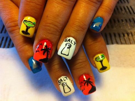 Margaritaville Jimmy Buffet Nails, Jimmy Buffett Nails, Jimmy Buffet Nail Ideas, Margaritaville Nails, Jimmy Buffett Tailgate, Jimmy Buffett Concert, Jimmy Buffet, Tropical Nails, Awesome Nails