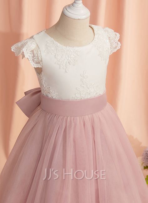 Flower Girl Dresses Knee Length, Girls Dresses Online, Girl Sleeves, Tulle Sleeves, Tulle Flower Girl, Tulle Flowers, Flower Girl Dress Lace, Flower Girl Dresses Tulle, Lace Bows