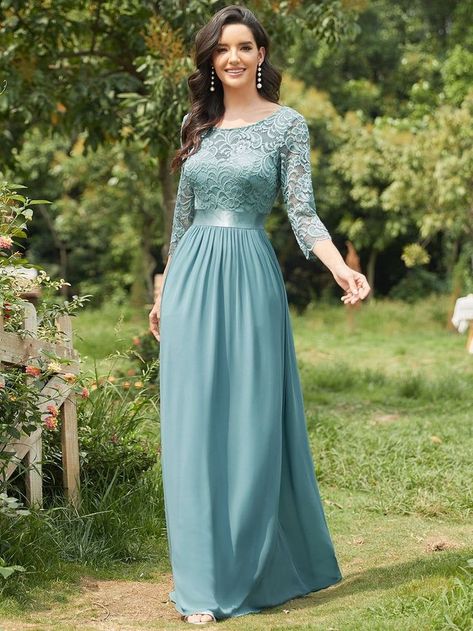 Lace Bodice Prom Dress, Floor Length Lace Dress, Elegant Evening Dresses Long, Exclusive Gowns, Plus Size Evening Gown, Evening Dresses Online, Chiffon Evening Dresses, Ever Pretty, Evening Dresses Plus Size