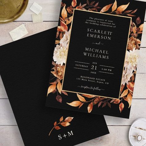 Boho Black Wedding, Fall Floral Wedding, Orange Nature, Rusting Wedding, Fall Wedding Color Palette, Burnt Orange Weddings, Wedding Invitation Background, Wedding Watercolor, Wedding Themes Fall