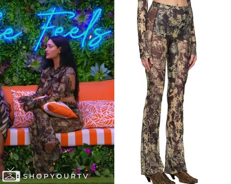 Love Island (USA): Season 6 Episode 2 Leah's Printed Trousers Leah Love Island Outfits, Leah Kateb Love Island Outfits, Leah Love Island Usa Season 6 Outfits, Leah Kate Love Island, Leah Love Island Usa, Leah Love Island Usa Season 6, Love Island Usa Season 6 Liv, Love Island Season 6 Usa, Love Island Season 10