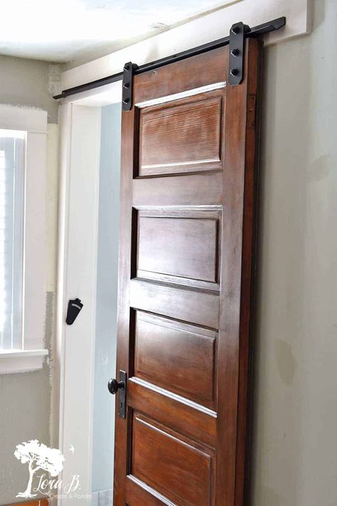 Decorating With Books, House Character, Barn Door Sliding, Exterior Door Hardware, Track Door, Barn Door Installation, Basement Remodel Diy, Slider Door, Sliding Door Design