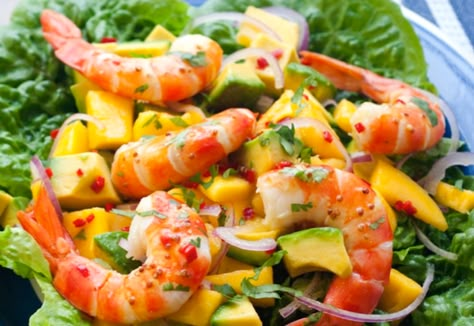 Prawn Mango Salad, Mango And Avocado Salad, Prawn And Avocado Salad, Mango Salad Recipe, Mango And Avocado, Prawn Salad, Mango Avocado, Avocado Salad Recipes, Prawn Recipes