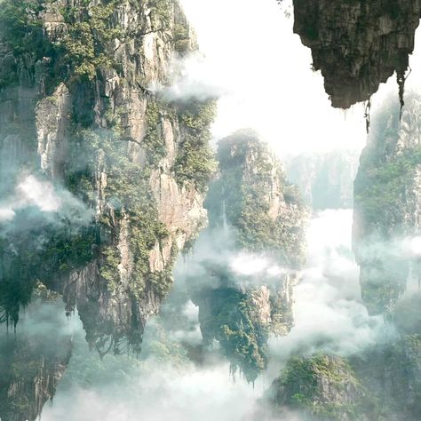 Hallelujah Mountains Avatar, Avatar The Way Of Water Nature, Pandora Floating Mountains, Pandora Forest Aesthetic, Neteyam Aesthetic, Avatar Visualization, Pandora Visuals, Pandora Avatar Aesthetic, Pandora Mountains